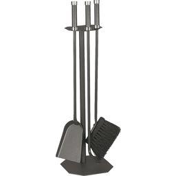 Fireplace Set 3-piece, Coated in Anthracite, Handles with Chrome Caps