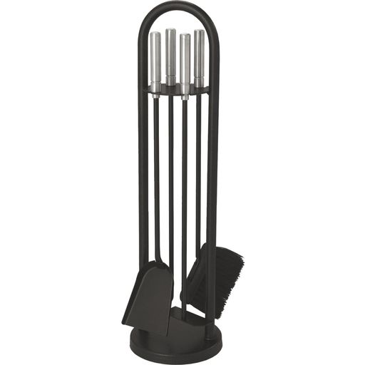 Fireplace Set 4 pcs. Black coated, Stainless Steel Handles - 1 item