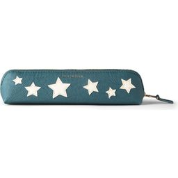 Federmäppchen - Blaugrün mit beigefarbenen Sternen