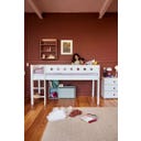 WHITE Mid-High Bed with Vertical Ladder, 90 x 200 cm