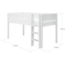 WHITE Mid-High Bed with Vertical Ladder, 90 x 200 cm