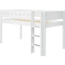 WHITE Mid-High Bed with Vertical Ladder, 90 x 200 cm