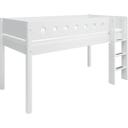 WHITE Mid-High Bed with Vertical Ladder, 90 x 200 cm