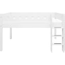 WHITE Mid-High Bed with Vertical Ladder, 90 x 200 cm