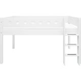 WHITE Hoogslaper 120 cm met Ladder & Valbeveiliging