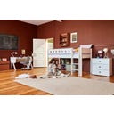 WHITE Mid-High Bed with Vertical Ladder, 90 x 200 cm