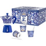 Geschenkbox Dolce & Gabbana Moka Express 6 Tassen Blu Mediterraneo + 3 Espressobecher und Rührstäbchen
