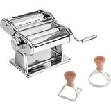 Nudelmaschine Atlas+ Chrome Design mit Ravioli-Ausstechformen