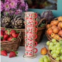 Mercato Della Frutta 6 stapelbare Espressotassen mit Metallgestell – Kirsche