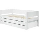 WHITE Einzelbett mit Ausziehbett und 2 Schubladen - weiß