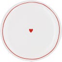 Eulenschnitt Speiseteller rund, 25,5 cm - rot Herz