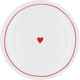 Eulenschnitt Frühstücksteller rund, 20,5 cm - rot Herz