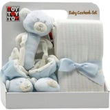 Babydecke und Schuhe Pl&uuml;schb&auml;r, hellblau