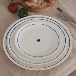 Eulenschnitt Assiette à Petit-Déjeuner Ronde, 20,5 cm - Cœur bleu foncé