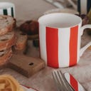 Eulenschnitt Tasse Streifen - rot
