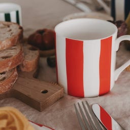 Eulenschnitt Tasse Streifen - rot