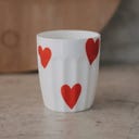 Eulenschnitt Becher große Herzen - rot