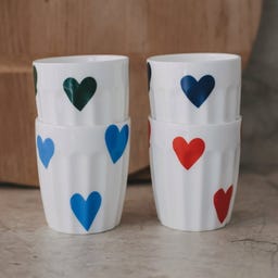 Eulenschnitt Becher große Herzen - rot