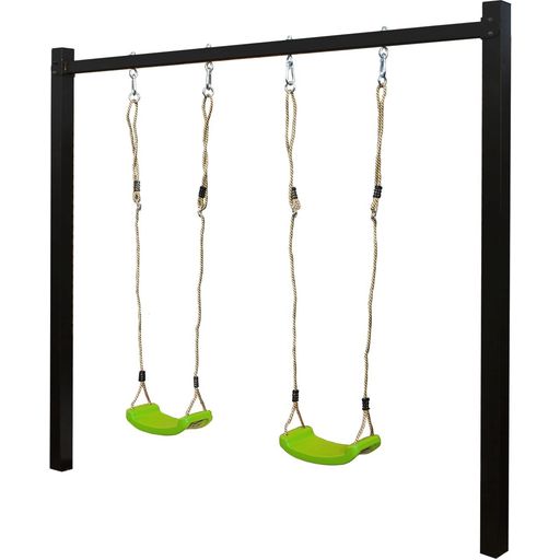 PLUS A/S Steel Swing Frame, Black - with Swings - Green Seats
