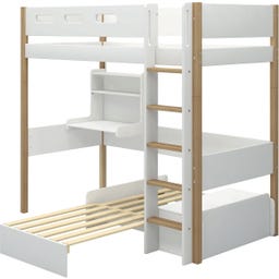 NOR Hochbett 184 cm mit Sofa, Schreibtisch, senkrechter Leiter & Absturzsicherung