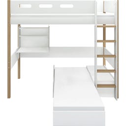 NOR Hochbett 184 cm mit Sofa, Schreibtisch, senkrechter Leiter & Absturzsicherung