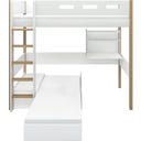 NOR Hochbett 184 cm mit Sofa, Schreibtisch, senkrechter Leiter & Absturzsicherung