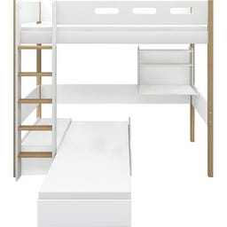 NOR Hochbett 184 cm mit Sofa, Schreibtisch, senkrechter Leiter & Absturzsicherung