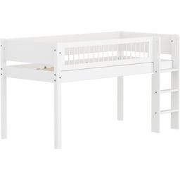 WHITE Hochbett 120 cm mit Leiter und Absturzsicherung & Querstreben - weiß