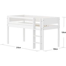 WHITE Hochbett 120 cm mit Leiter und Absturzsicherung & Querstreben - weiß