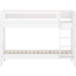 WHITE Etagenbett 154 cm mit Leiter und Absturzsicherung & Querstreben - weiß