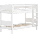 WHITE Etagenbett 154 cm mit Leiter und Absturzsicherung & Querstreben - weiß