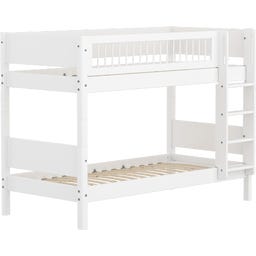 WHITE Etagenbett 154 cm mit Leiter und Absturzsicherung & Querstreben - weiß