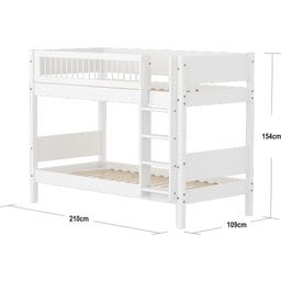 WHITE Etagenbett 154 cm mit Leiter und Absturzsicherung & Querstreben - weiß