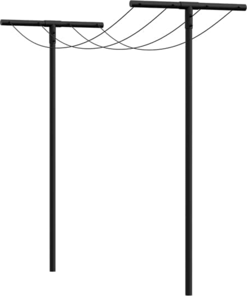PLUS A/S Clothesline Poles, Tubular Steel with Clothesline and Fittings, 1  set - Interismo