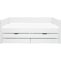 WHITE Einzelbett mit Ausziehbett und 2 Schubladen - weiß