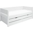 WHITE Einzelbett mit Ausziehbett und 2 Schubladen - weiß