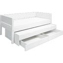 WHITE Einzelbett mit Ausziehbett und 2 Schubladen - weiß