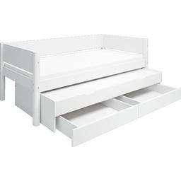 WHITE Einzelbett mit Ausziehbett und 2 Schubladen - weiß