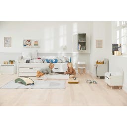 WHITE Einzelbett mit Ausziehbett und 2 Schubladen - weiß