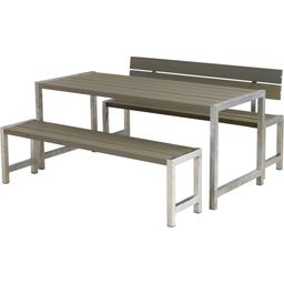 PLUS A/S PLANKEN Garden Set, Grey - Table + 2 Benches + 1 Backrest