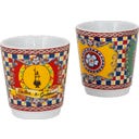 Dolce & Gabbana - Carretto Siciliano - Set Moka Express: 2 tazas + 2 vasitos y 2 Cucharillas Doradas