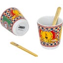 Dolce & Gabbana - Carretto Siciliano - Set Moka Express: 2 tazas + 2 vasitos y 2 Cucharillas Doradas