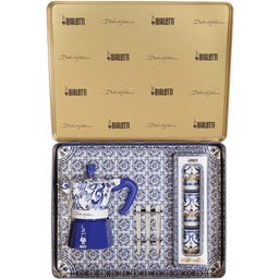 Dolce & Gabbana Moka Express 3-cup Blu Mediterraneo Gift Set + 3 Espresso Cups & Stirrers - 1 item