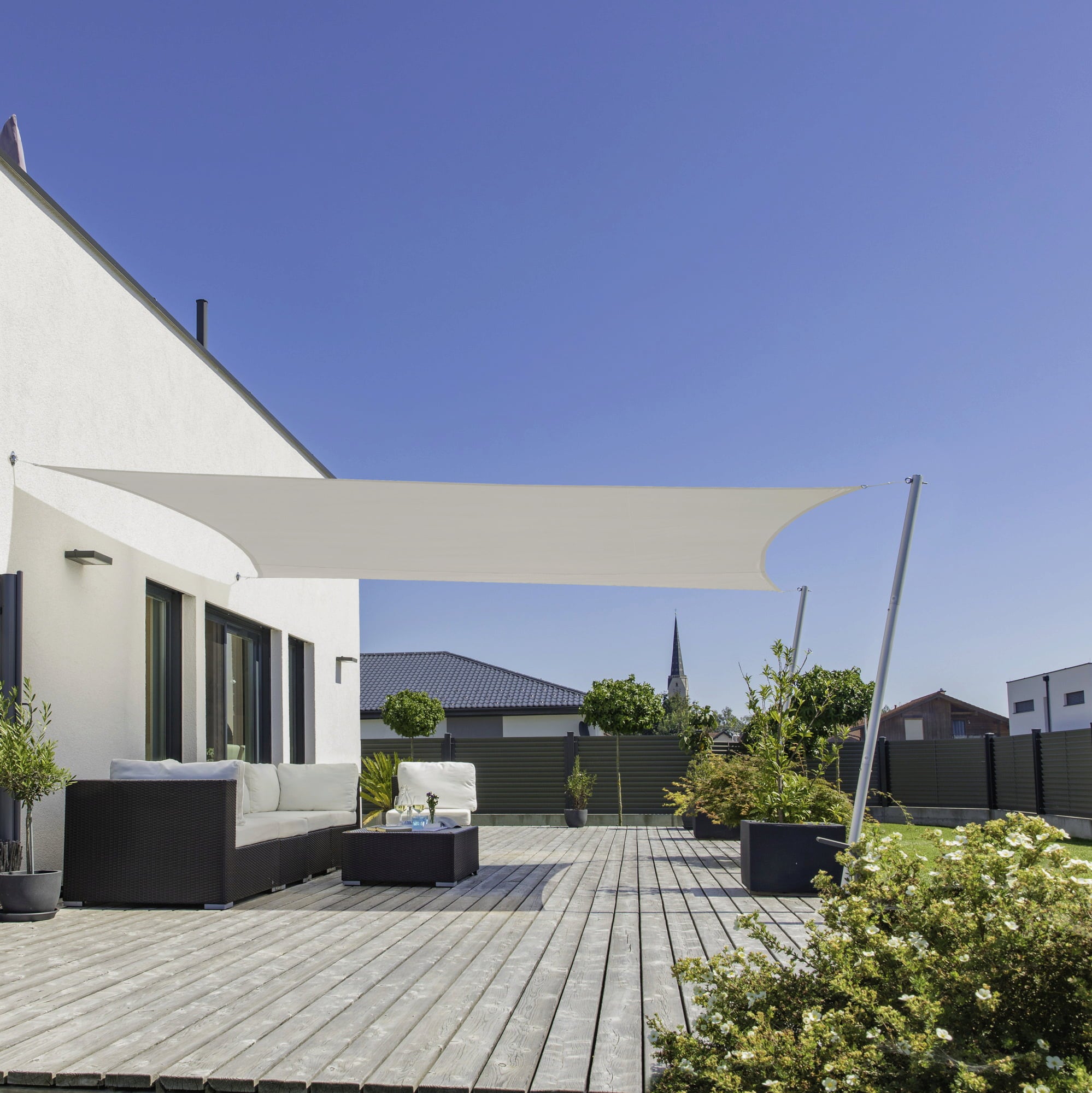 Windhager Solsegel SunSail CANNES Kvadrat 3x3m - gräddgrått