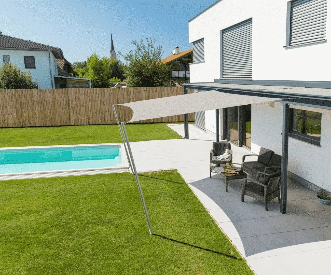 Windhager Solsegel SunSail CANNES Kvadrat 3x3m - gräddgrått