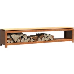 FORNO Portalegna in Acciaio Corten - LOGG Seat - 200 x 40 x 43 cm