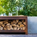 FORNO Cortenstahl-Holzaufbewahrung LOGG Seat