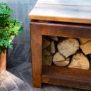 FORNO Cortenstahl-Holzaufbewahrung LOGG Seat