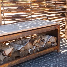 FORNO Cortenstahl-Holzaufbewahrung LOGG Seat