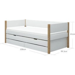NOR Einzelbett mit Schubladen & Ausziehbett - 1 Stk